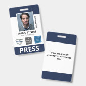 Navy Blauwe 3 Logo's Pers ID Badge (Voor- en achterkant)