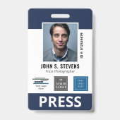 Navy Blauwe 3 Logo's Pers ID Badge (Voorzijde)