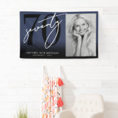 Navy Blauwe 70e Verjaardagsfeest Spandoek (Insitu)