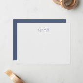 Navy Blauwe Aangepaste Kleur Monogram Naam Notitiekaartje (Voorkant / Achterkant in situ)