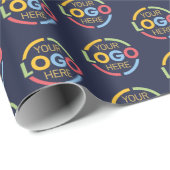 Navy Blauwe Aangepaste Zakelijke Logo Gemerkte Pro Cadeaupapier (Rol Hoek)