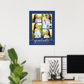 Navy Blauwe Afstudeer 4 Foto Script Harten Meisjes Poster (Thuiskantoor)