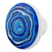 Navy Blauwe Agaat Geode Digitale kunst Keramische Knop (Rechts)