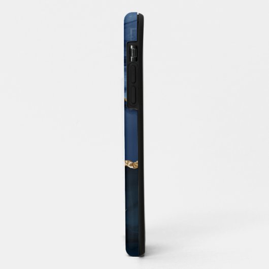 Navy Blauwe Agate Geode Gouden Monogram Case-Mate iPhone Case (Achterkant/links)