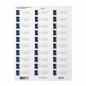 Navy Blauwe Agate Gouden Kruis Retouradres Etiket (Full Sheet)