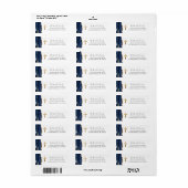 Navy Blauwe Agate Gouden Kruis Retouradres Label (Full Sheet)