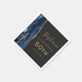 Navy Blauwe Agate Gouden Script Donkere 50e Verjaa Servet (Hoek)