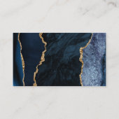 Navy Blauwe Agatische Geode Gouden Glitter Onroere Visitekaartje (Achterkant)