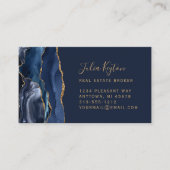 Navy Blauwe Agatische Geode Gouden Glitter Onroere Visitekaartje (Voorkant)