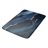 Navy Blauwe Agatische Geode Gouden Monogram Badmat (Gekanteld)