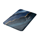 Navy Blauwe Agatische Geode Gouden Monogram Badmat (Gekanteld)
