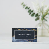 Navy Blauwe Agatische Geode Witte Professionele Visitekaartje (Staand voorkant)