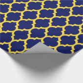 Navy Blauwe Ananas Gele Marokkaanse #4 Cadeaupapier (Hoek)