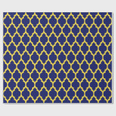 Navy Blauwe Ananas Gele Marokkaanse #4 Cadeaupapier (Vlak)