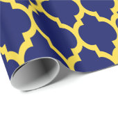 Navy Blauwe Ananas Gele Marokkaanse #4 Cadeaupapier (Rol Hoek)