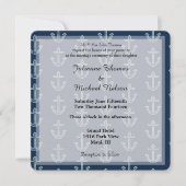Navy Blauwe Ankers Bruiloft Kaart (Voorkant)