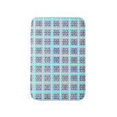 Navy Blauwe Aqua Turquoise Griekse Sleutel Patroon Badmat (Voorkant Verticaal)