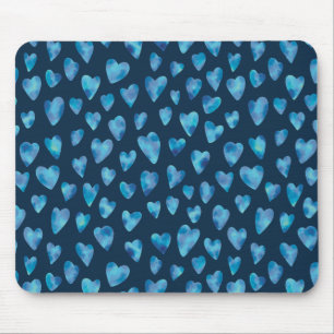 Navy Blauwe Aquarel Hart Muismat