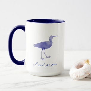 Navy Blauwe Aquarel Kanoetstrandloper Silhouet Mok