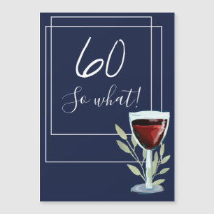 Navy Blauwe Aquarel Wijn 60e Verjaardag Magneet