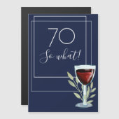 Navy Blauwe Aquarel Wijn 70e Verjaardag Magneet (Voorkant / Achterkant)