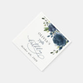 Navy Blauwe Bloemen, Groene Tinten, Boho, Verjaard Servet (Hoek)