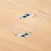 Navy Blauwe Bloemen, Roze Bloemen, Bruidsfeest Acryl Uitnodigingen (Laagn)