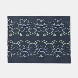 Navy Blauwe Bloemende Worpmat Deurmat