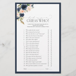 Navy Blauwe Blush Roze Aquarel Bruidsdouche Spel