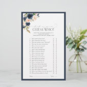 Navy Blauwe Blush Roze Aquarel Bruidsdouche Spel (Staand voorkant)