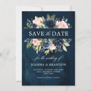 Navy Blauwe Blush Roze Boho Bruiloft Save The Date