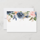 Navy Blauwe Blush Roze Boho Roos Bedankkaart (Achterkant)
