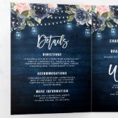 Navy Blauwe Blush Roze Slingerlichten Drie-delig H Drieluik Aankondiging (Binnenzijde eerst)