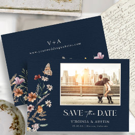 Navy Blauwe Boho Foto Save The Date