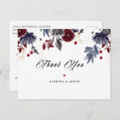 Navy Blauwe Bourgondië Gotische Bloem Bruiloft Dan Briefkaart (Voorkant / Achterkant)