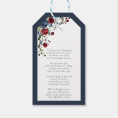 Navy Blauwe Bourgondische Bloemachtige Bruidsdouch Cadeaulabel (Achterkant)