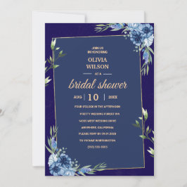 Navy Blauwe Bourgondische Gouden Roze Bruidsdouche Kaart