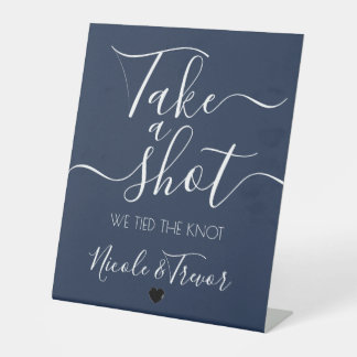 Navy Blauwe Calligrafie Neem een Slok Reclamebord Met Voetstuk