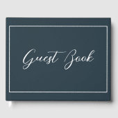 Navy Blauwe Calligrafie Script Schoon Eenvoudig Gastenboek (Voorkant)