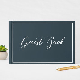 Navy Blauwe Calligrafie Script Schoon Eenvoudig Gastenboek