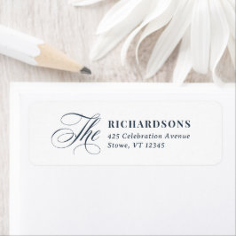 Navy Blauwe Calligrafie | Trouw Retouradres Etiket