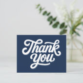 Navy Blauwe Calligraphy Vet Bedankt Briefkaart (Staand voorkant)