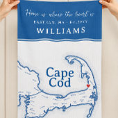 Navy Blauwe Cape Cod Kaart Nieuw Thuis Theedoek