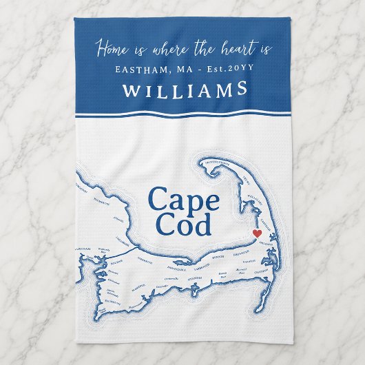 Navy Blauwe Cape Cod Kaart Nieuw Thuis Theedoek