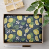 Navy Blauwe Citrus Citroen Bloemig Tissuepapier (Geschenk)
