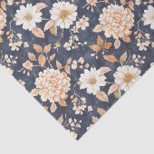 Navy Blauwe Crème Perzik Bloemige Verjaardag Tissuepapier (Detail)