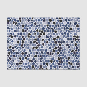Navy Blauwe Cyaan Glas-in-lood Patroon Tissuepapier