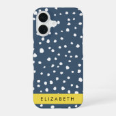 Navy Blauwe Dalmatiër Stippen, Stippen, Gestippeld iPhone 16 Hoesje (Achterkant)