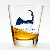 Navy Blauwe Dennis Cape Cod kaart Gouden Hart Trou Shot Glas