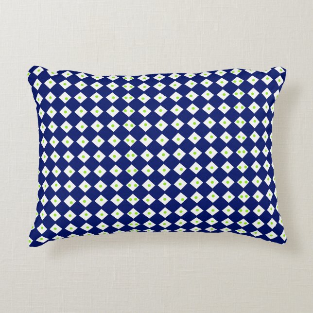 Navy Blauwe Diamant Geometrisch Patroon Accent Kussen (Voorkant)